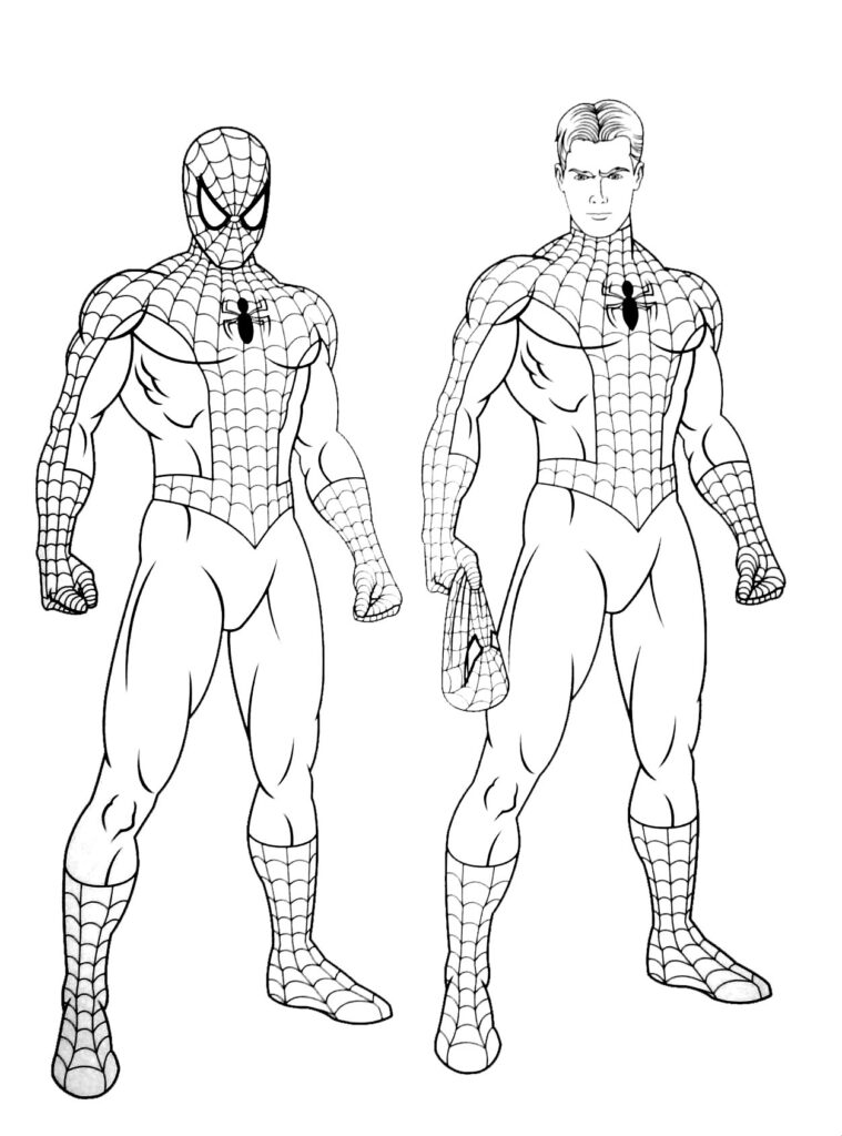 coloriage double Spiderman