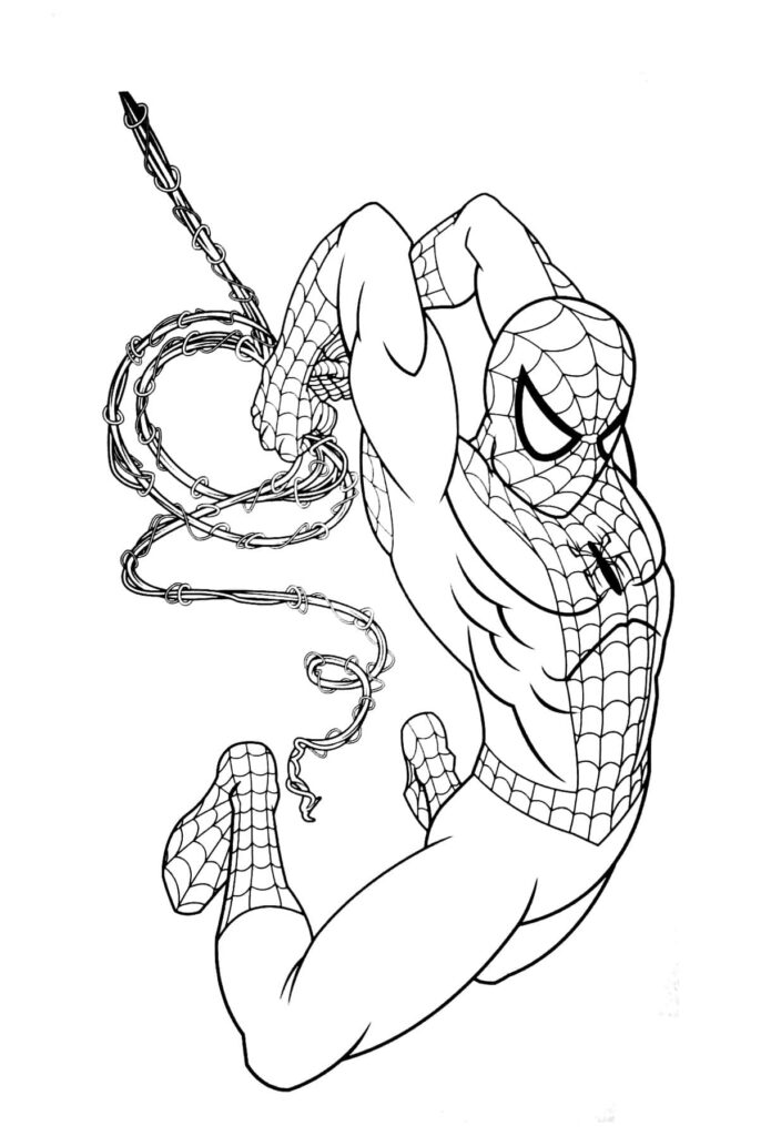 coloriage Spiderman voltige