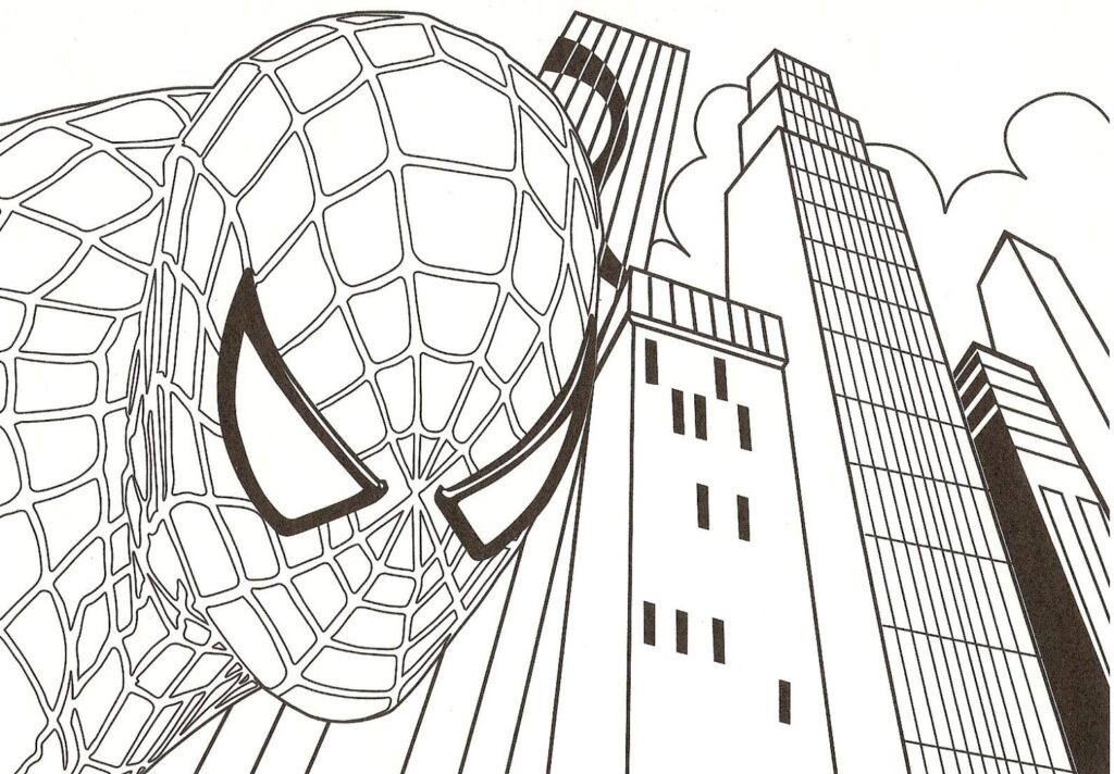 coloriage Spiderman immeuble