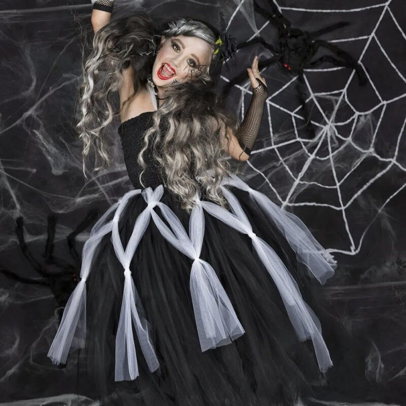 Costume sorcière araignée pour fille de 2 à 12 ans 5