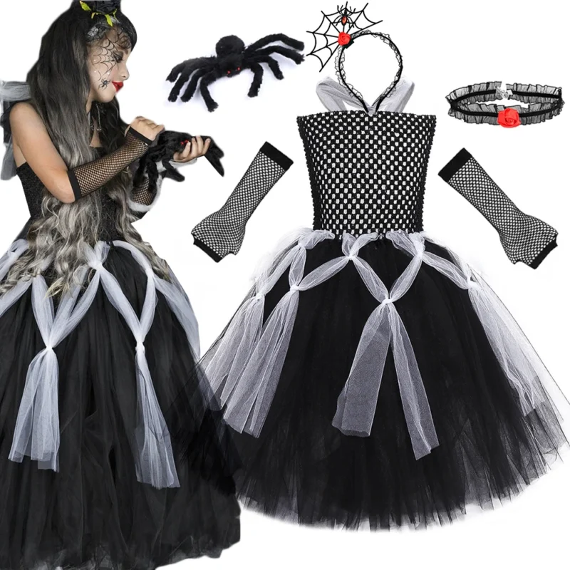 Costume sorcière araignée pour fille de 2 à 12 ans 6