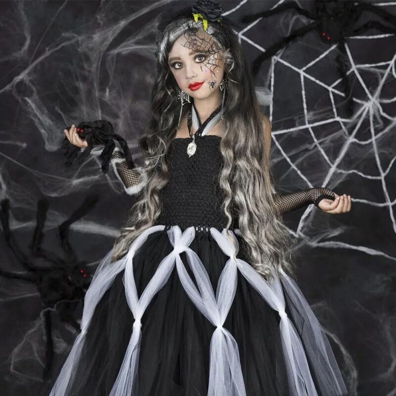 Costume sorcière araignée pour fille de 2 à 12 ans 4